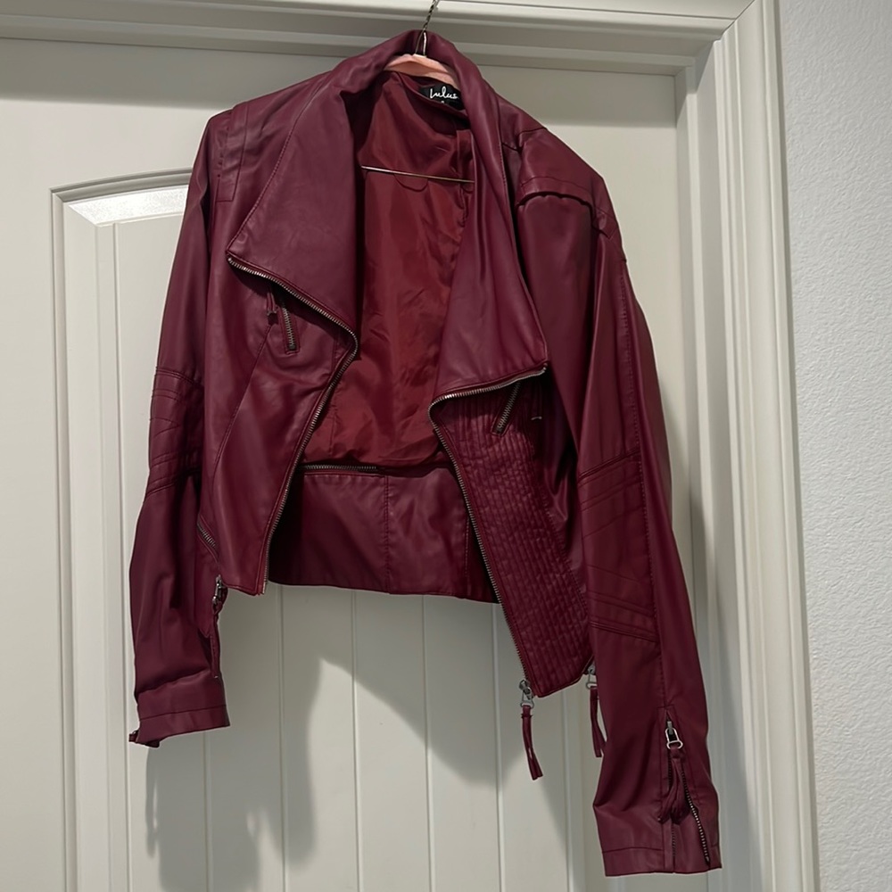 Red faux leather jacket. Lulus. Size small